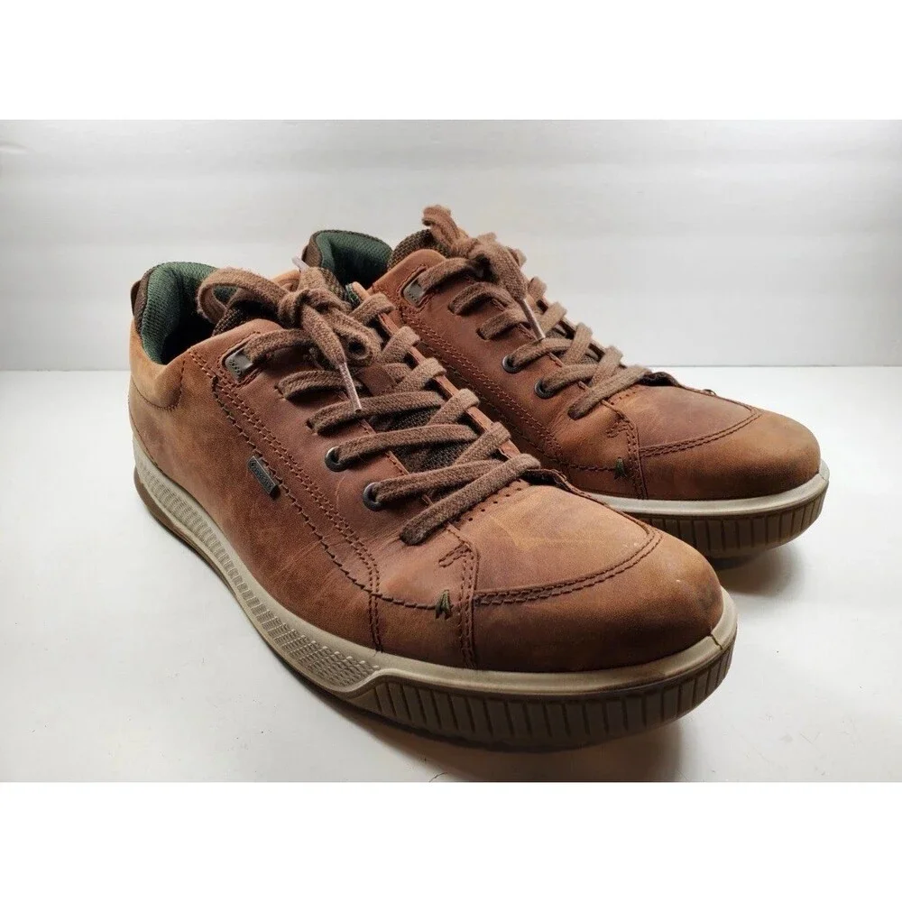 Men's Brown Leather Lace-Up Fashion Sneakers